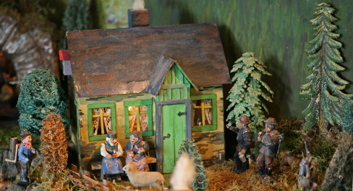 Lichterhäuser auf einen Weihnachtseckberg