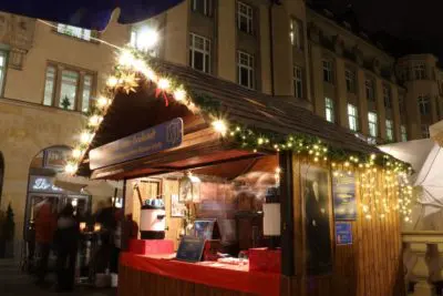 Lotterbude auf dem Leipziger Weihnachtsmarkt